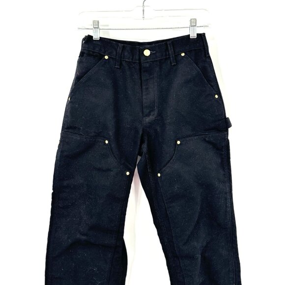 CARHARTT pants loose straight B01 firm duck double front dungarees black 26 X 27 - Picture 3 of 8